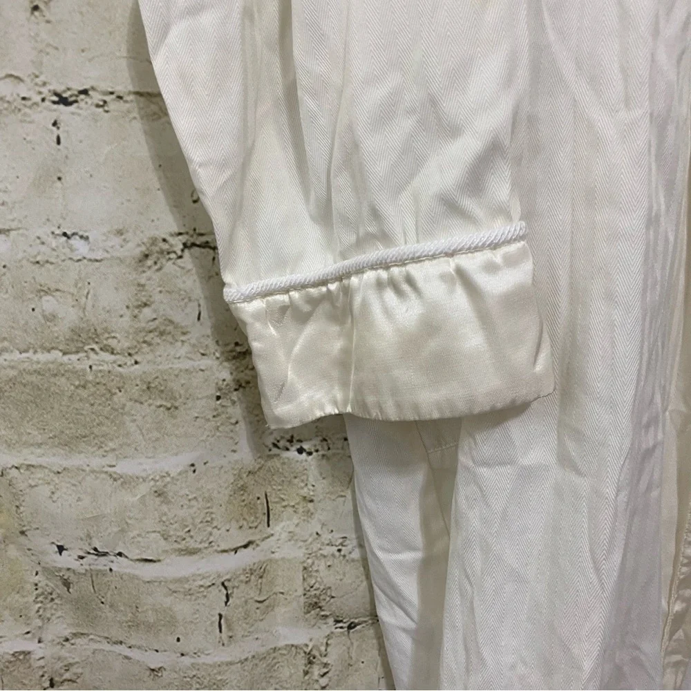 Victorias Secret Cream Long Pocket Satin Trim Bath Robe